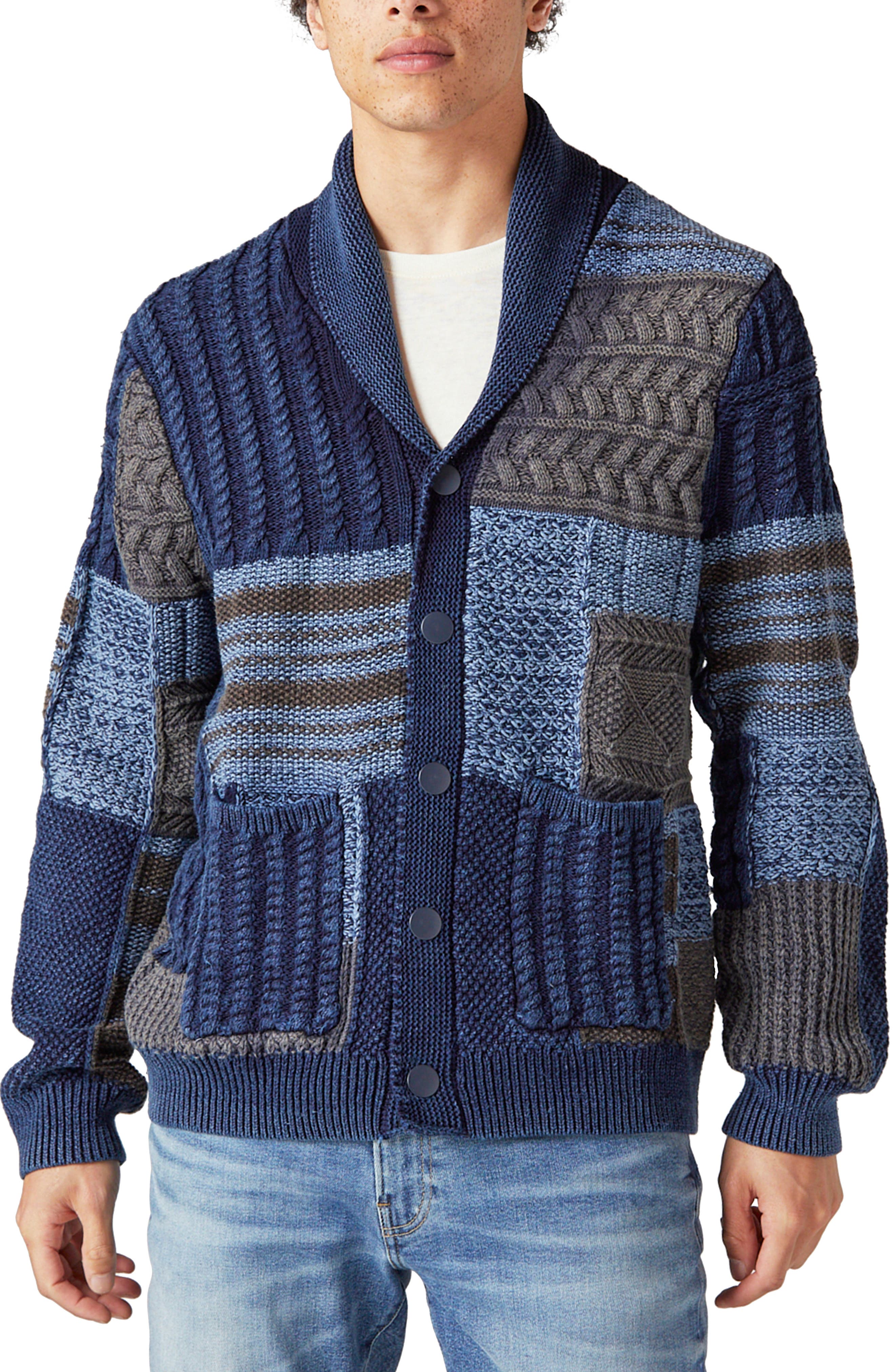 YSNJL Mens Shawl Collar Cardigan Sweater Knitwear 